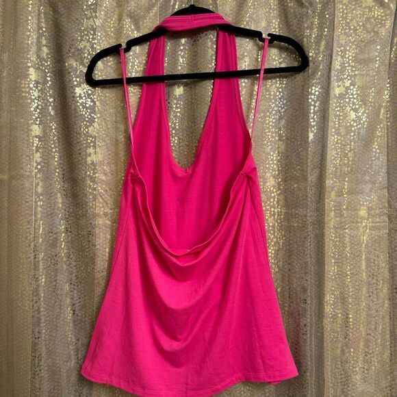 Torrid Hot Pink Glo Neon Halter Top 00 Medium 10 NWOT - Picture 2 of 7